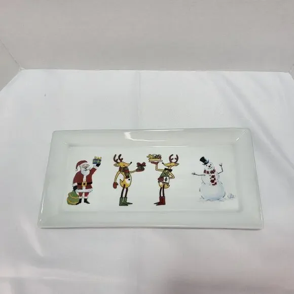 Christmas Santa Reindeer Snowman Snack Platter Tray Ashley Cooper Holiday Magic - Picture 2 of 10
